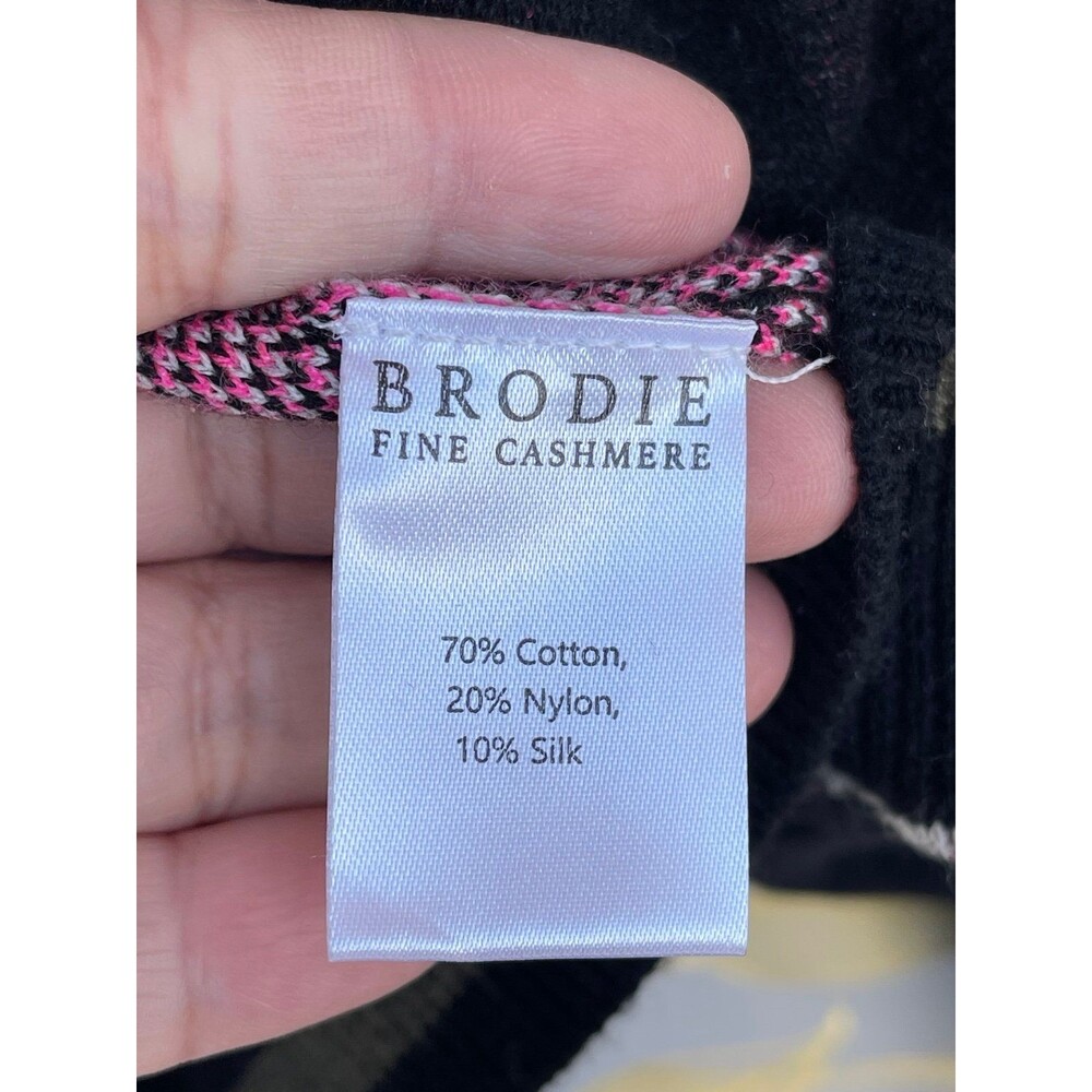 Brodie WISPR Silk Cotton Cashmere Zebra Leopard Animal Print Sweater L Grey Neon - Picture 6 of 7
